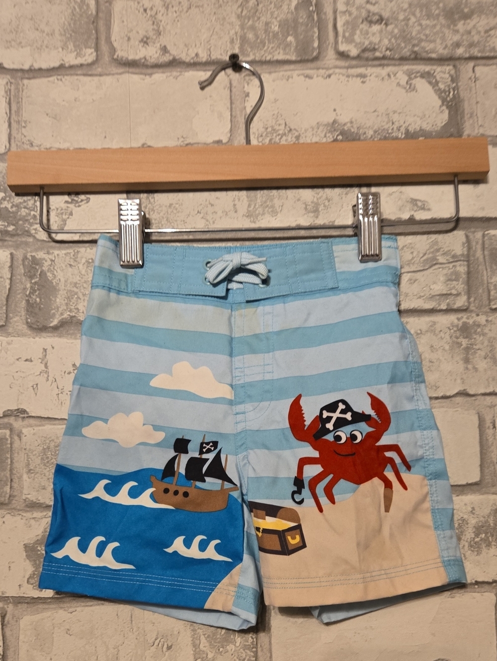 Gymboree Light Blue Pirate Crab Swim Shorts